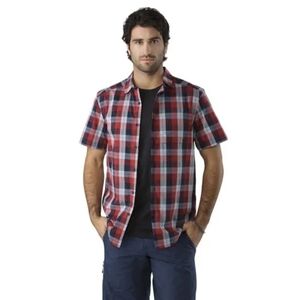 Arc’teryx Brohm Short Sleeve Shirt Men Size Small Plaid Red Gray Colors Light